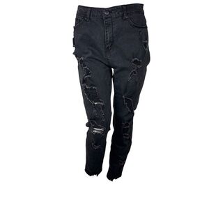 Fashion Nova distressed jeans, juniors size 13, goth, grunge, tapered/skinny